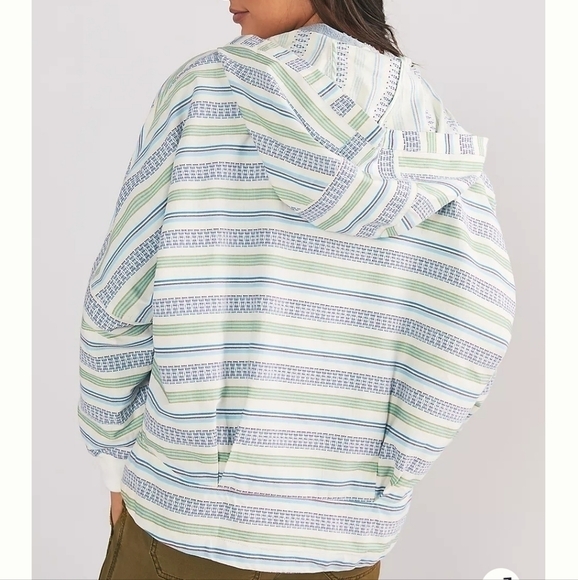 NWT Anthropologie Striped Zip Up Jacket with Hoodie. Size S/M - Picture 3 of 16